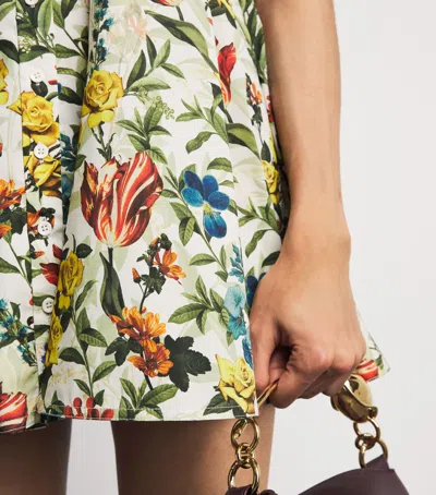 Alice And Olivia Kim Paneled Corset Flared Mini Shirt Dress Desert Springs Vanilla In Multi