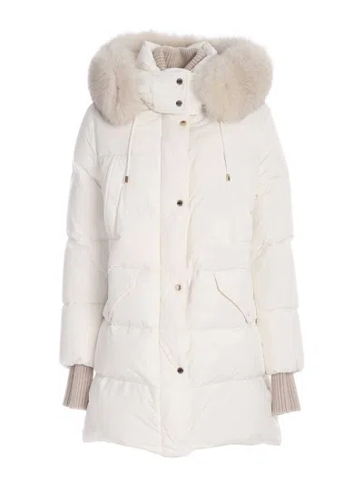 Moorer Long-sleeved Hooded Down Jacket In Gray