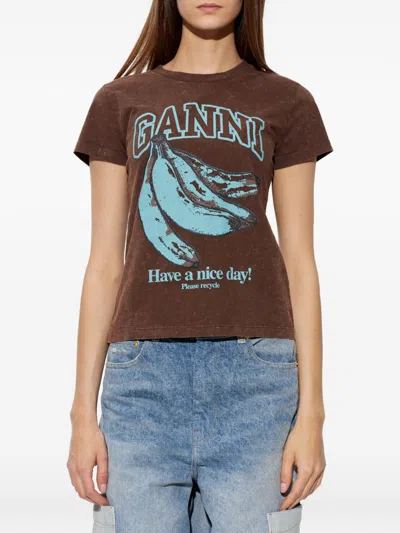 Ganni Future Jersey Baby Fit Banana In Brown