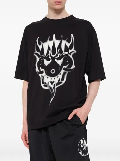 Y-3 Cotton Crew Neck Graphic Print T-shirt In Black