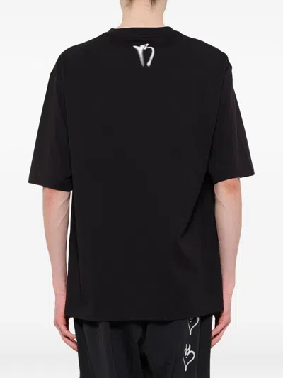 Y-3 Cotton Crew Neck Graphic Print T-shirt In Black