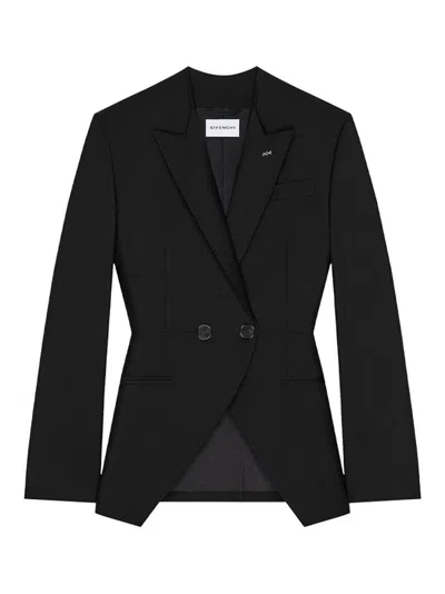 Givenchy Double-breasted Wool Blazer In Black