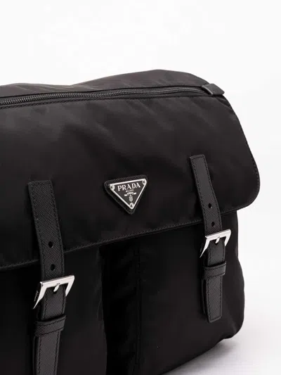 Prada Shoulder Bag Adjustable Strap Small Silhouette In Black