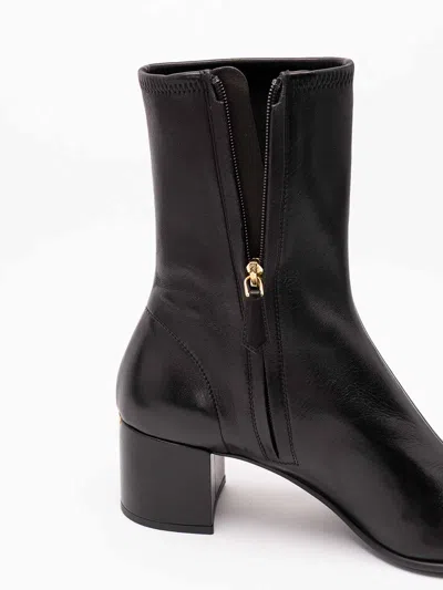 Prada Stretch Nappa Leather Booties In Black