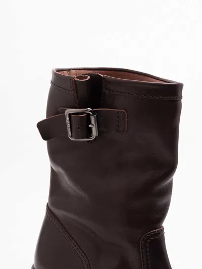 Prada Leather Mid-calf Boots In Brown