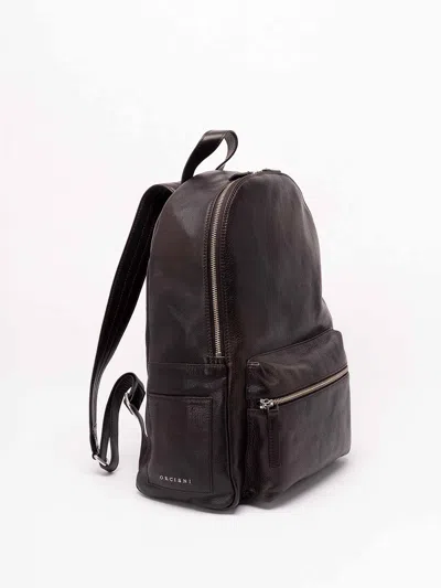 Orciani Lagoon Leather Backpack In Brown