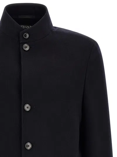 Zegna Il Conte Tailored Jacket Stand Collar In Black