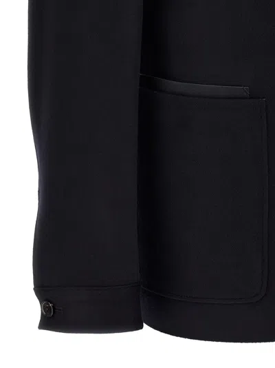 Zegna Il Conte Tailored Jacket Stand Collar In Black