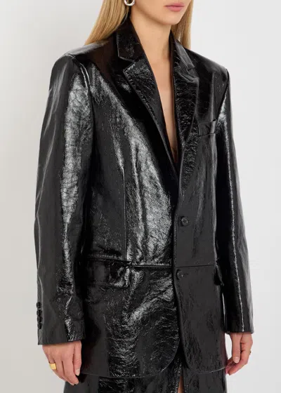 Armarium Noah Glossed Leather Blazer In Black