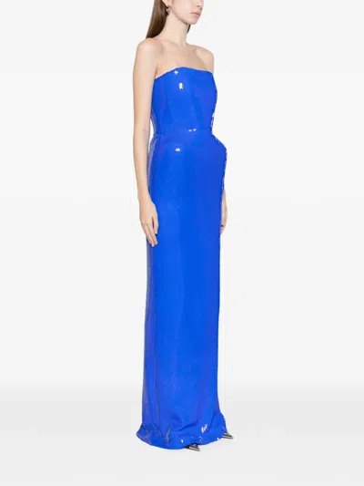David Koma 시퀸 스트랩리스 맥시 드레스 In Blue
