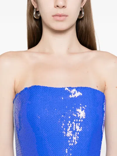 David Koma 시퀸 스트랩리스 맥시 드레스 In Blue