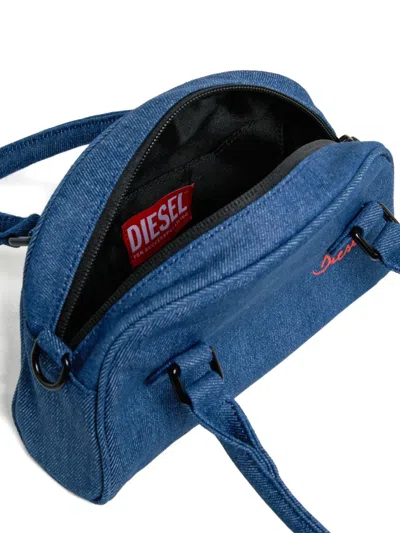 Diesel 로고 자수 데님 토트 백 In Blue