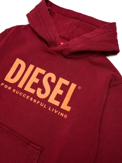 Diesel 로고 프린트 후디 In Brown
