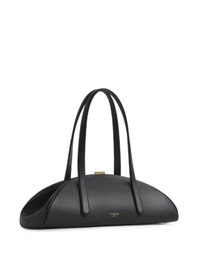 Mugler Lua Leather Shoulder Bag In Black