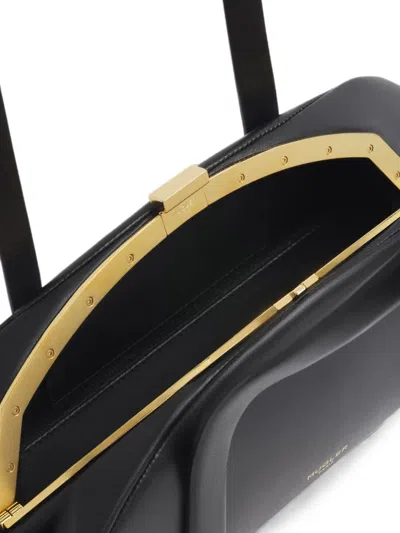 Mugler Lua Leather Shoulder Bag In Black