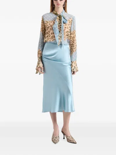 Nina Ricci 드레이프 미디 스커트 In Blue