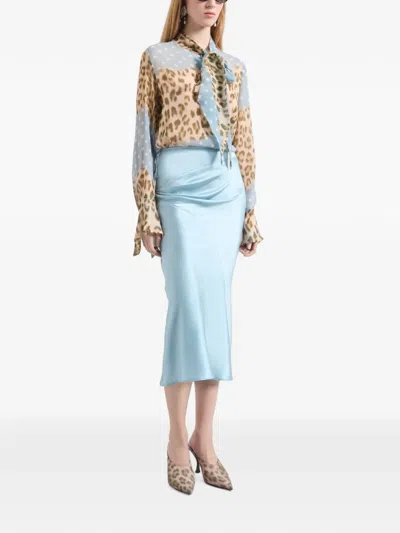 Nina Ricci 드레이프 미디 스커트 In Blue
