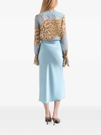 Nina Ricci 드레이프 미디 스커트 In Blue