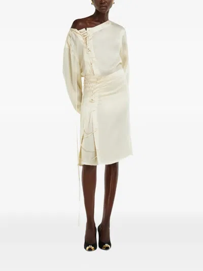 Ferragamo Lace-up Detail Top In Gold