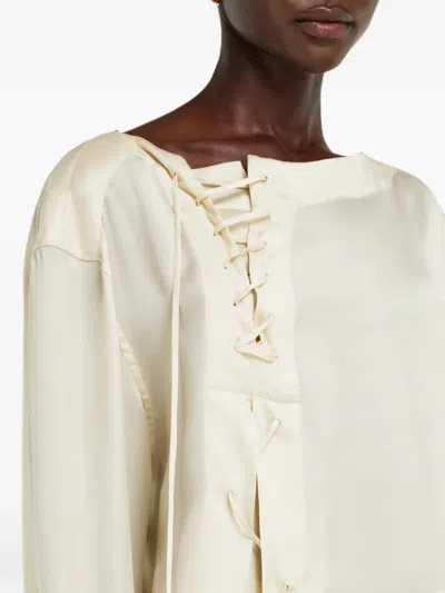 Ferragamo Lace-up Detail Top In Gold