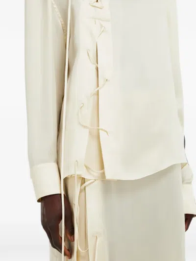 Ferragamo Lace-up Detail Top In Gold