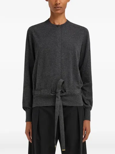 Ferragamo 리본 디테일 가디건 In Black