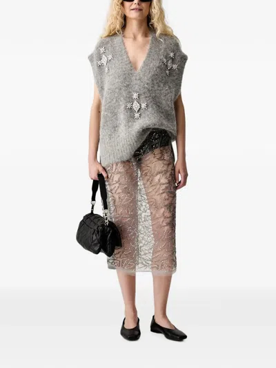 SEQUIN-EMBELLISHED MESH SKIRT