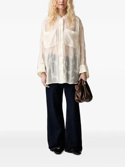 Munthe 자수 시스루 셔츠 In White