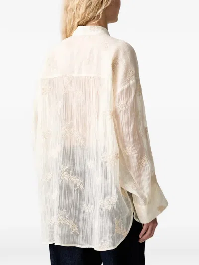 Munthe 자수 시스루 셔츠 In White
