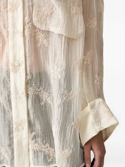 Munthe 자수 시스루 셔츠 In White
