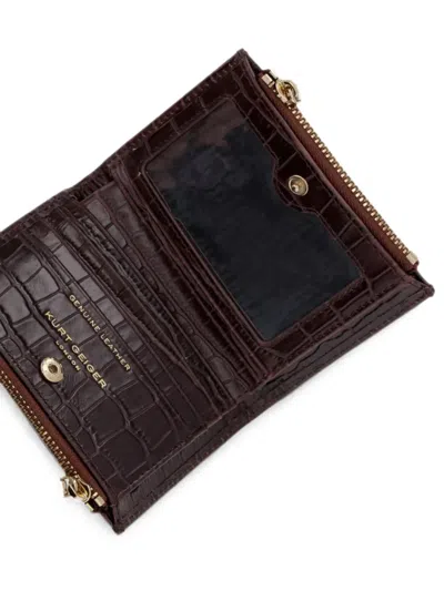Kurt Geiger Croc-effect Eagle Wallet In Brown