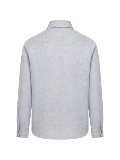 Tombolini Marl-pattern Spread-collar Shirt In Blue