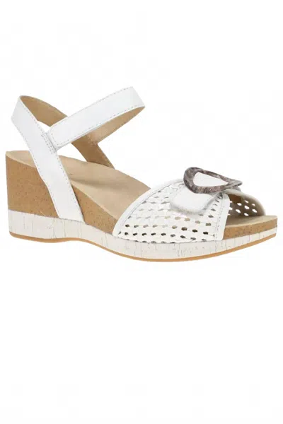 Dansko Stella Ankle Strap Platform Wedge Sandal In White