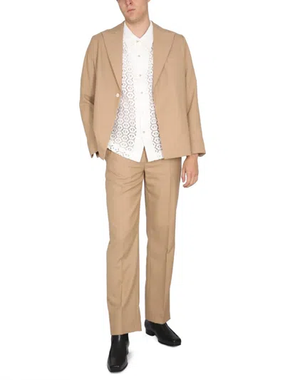 Séfr Single Breasted Blazer Notch Lapel Chest Pocket In Orange