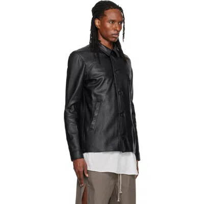 Rick Owens Black Buttoned Brad Leather Jacket In Black