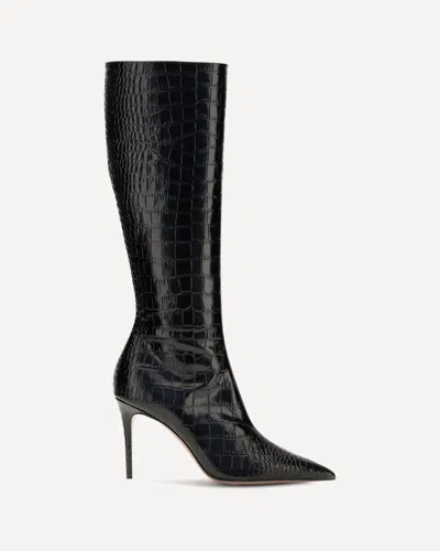 Paris Texas Vera 85 Charcoal Crocodile-effect Leather Boots In Black