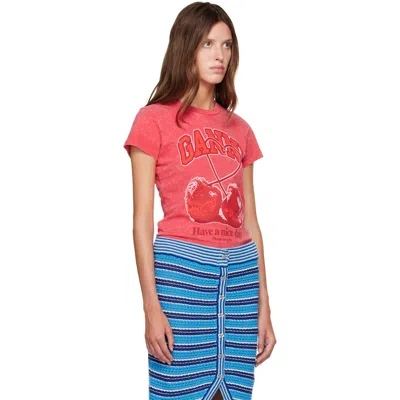 Ganni Red Baby Fit Future Cherry T-shirt In Red