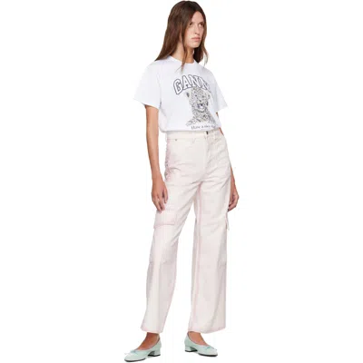 Ganni White Basic Jersey Leopard Relaxed T-shirt In White