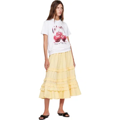 Ganni Basic Jersey Cherry Relaxed T-shirt In White