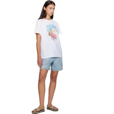 Ganni Womens Bright White Jersey Strawberry Printed Round-neck Cotton-jersey T-shirt In White