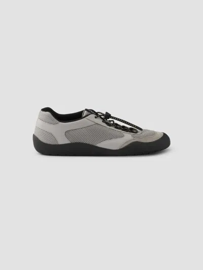 Prada Mesh Panel Sneakers Rubber Sole Design In Grey