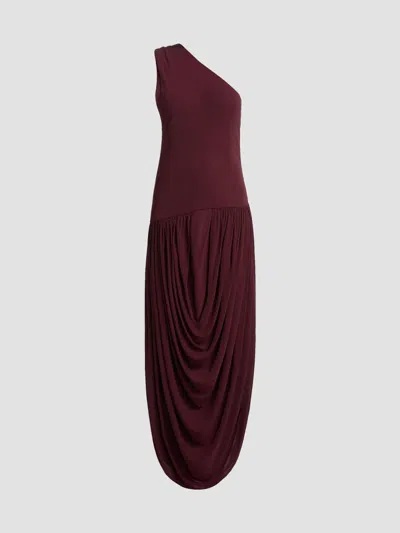 Brandon Maxwell Mila Draped One-shoulder Maxi Dress In Burgundy