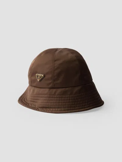 Prada Re-nylon Hat In Brown
