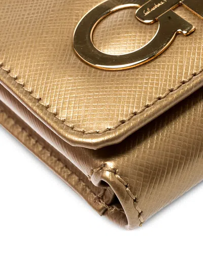 Pre-owned Ferragamo Fold Over Flap Leather Phone Case In Neutrals