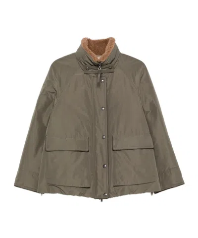 Brunello Cucinelli Shearling-collar Press-stud Jacket In Red