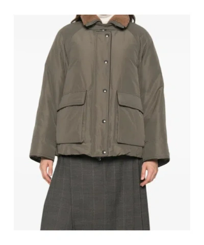 Brunello Cucinelli Shearling-collar Press-stud Jacket In Red