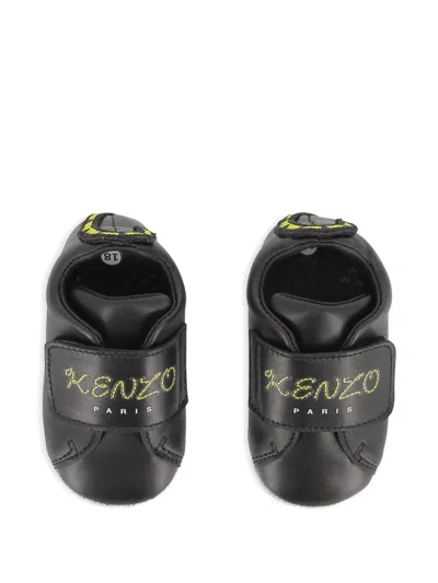Kenzo Logo-print Touch-strap Slippers In Black