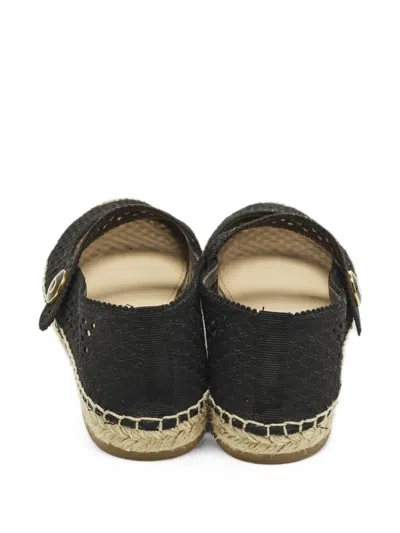 Pre-owned Dior Caro Openwork Espadrilles In Black