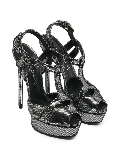 Pre-owned Casadei Textured Platform Sandals In Silver