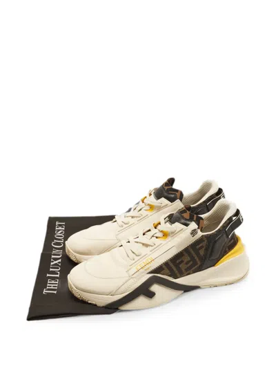 Pre-owned Fendi Flow Zucca Sneakers In Neutrals